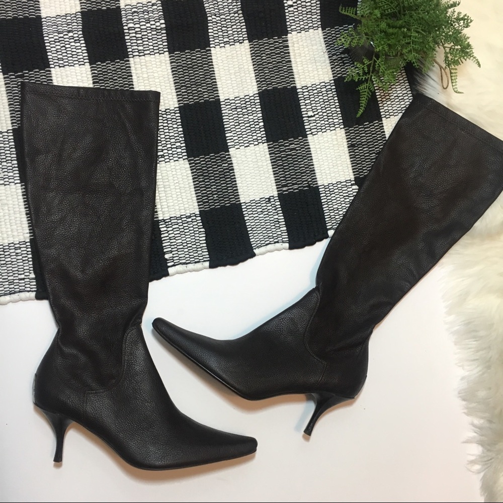 COPY - Donald Pliner Brown heel leather knee length boots